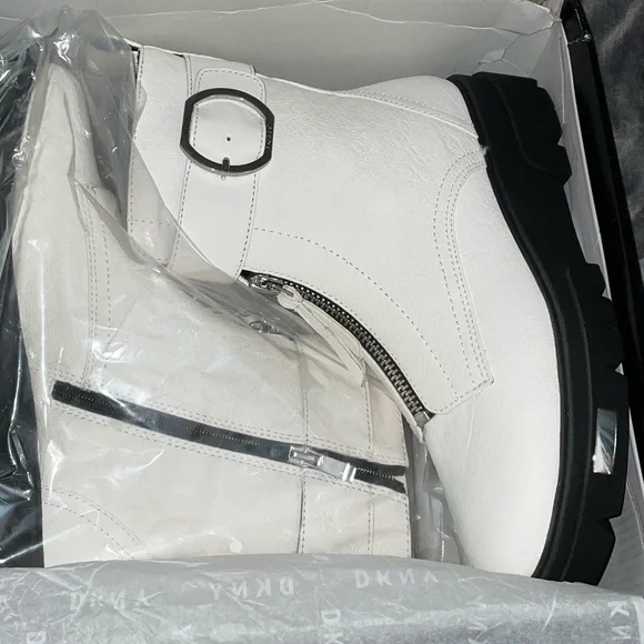 Dkny Shoes Dkny White Leather Boot Ankle Boot Poshmark